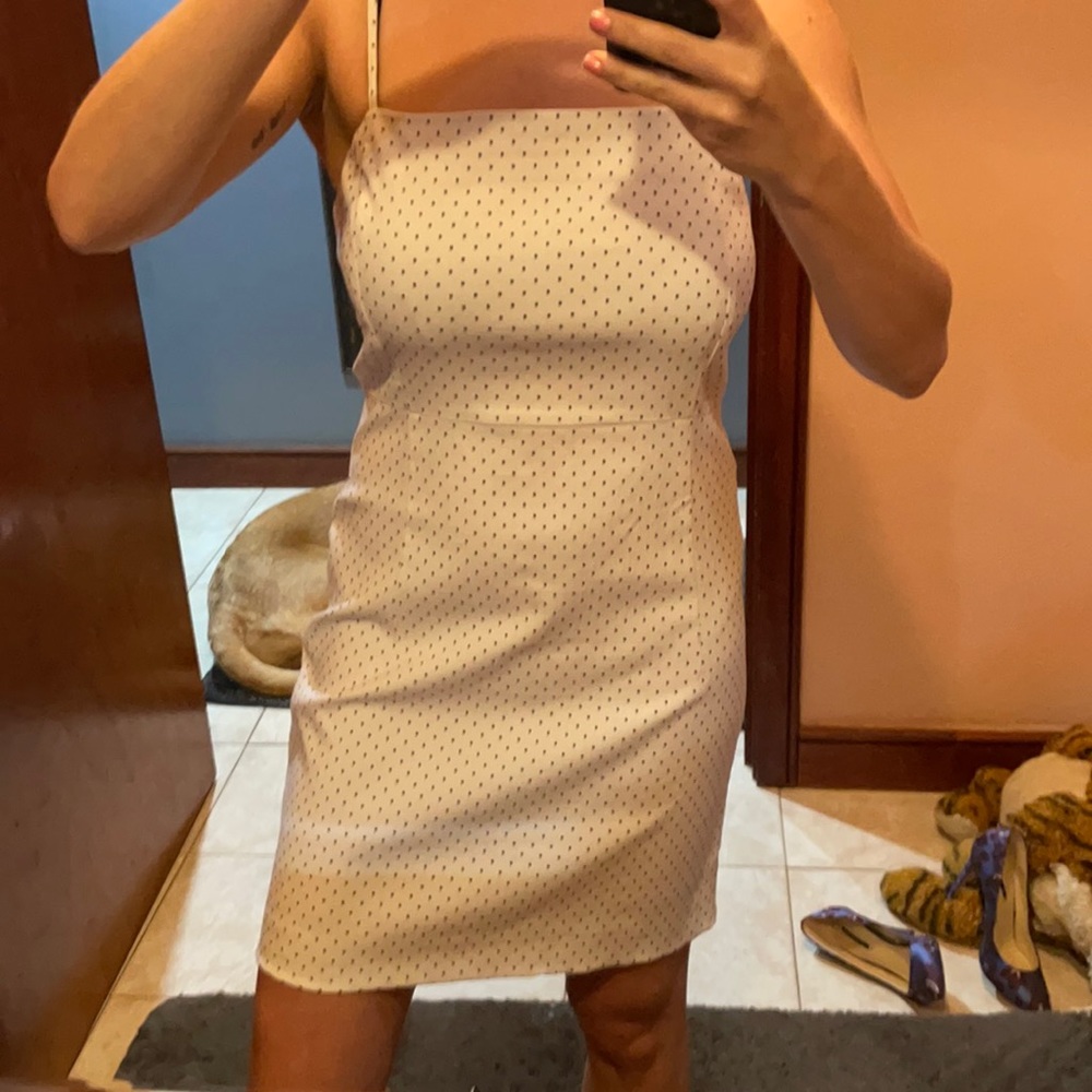 White polka dot strap dress